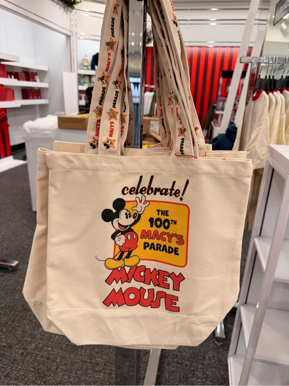 Mickey Mouse Celebrate! 100th Macy's Parade Cream Tote Bag